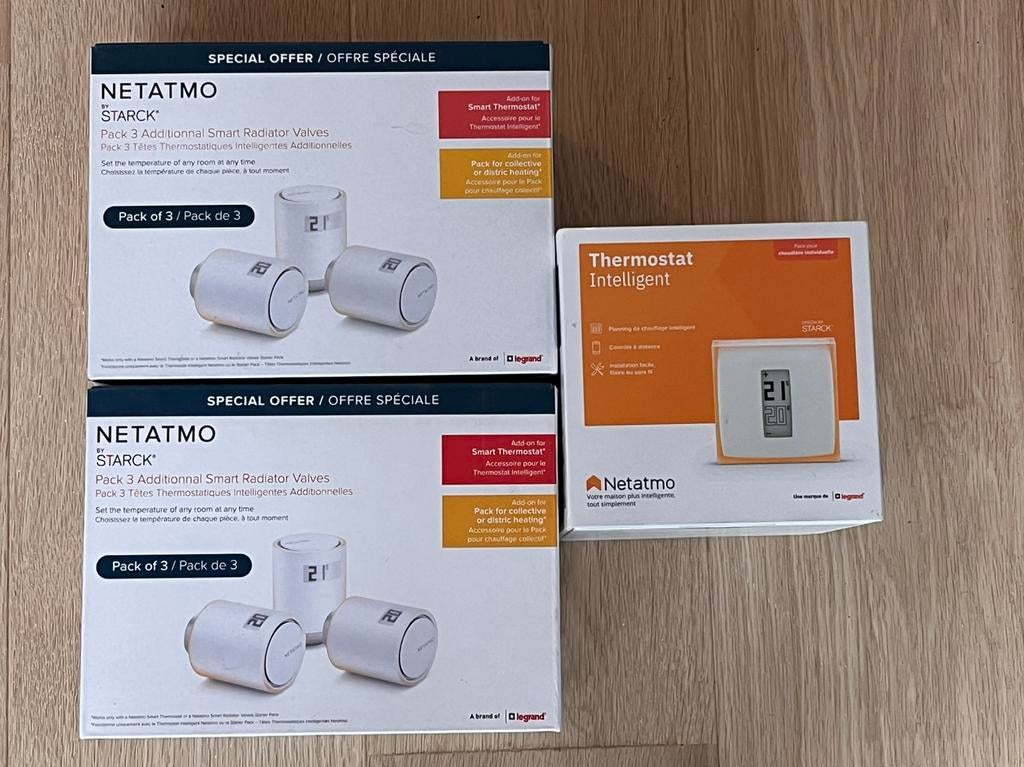 Netatmo thermostat + 6 vannes connectées – NEUF jamais ouver, Bricolage & Construction, Thermostats, Enlèvement, Thermostat intelligent