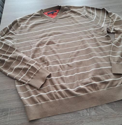 Tommy Hilfiger gestreepte beige trui xxl, Kleding | Heren, Truien en Vesten, Beige, Overige maten, Ophalen of Verzenden, Zo goed als nieuw