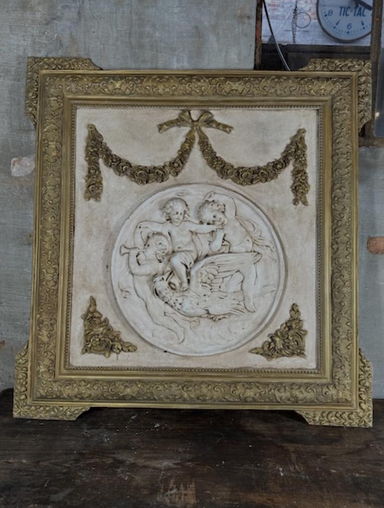 brocante antiek wandpaneel wand paneel ornament, Antiek en Kunst, Curiosa en Brocante, Ophalen of Verzenden