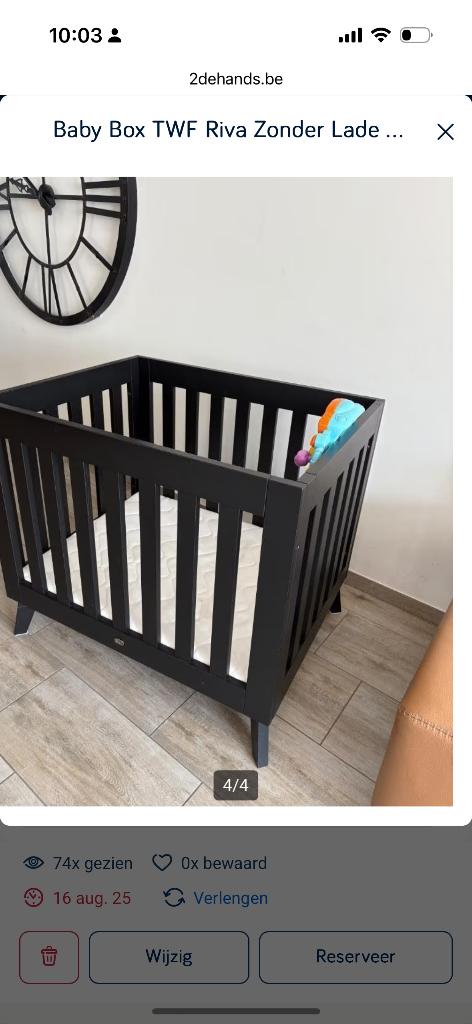 Babybox met matras, Kinderen en Baby's, Babyparken, Ophalen, Zo goed als nieuw, Vierkant, In hoogte verstelbaar