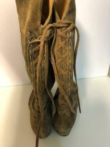 Daim laarzen maat 38, Kleding | Dames, Ophalen, Hoge laarzen, Bruin, Zo goed als nieuw