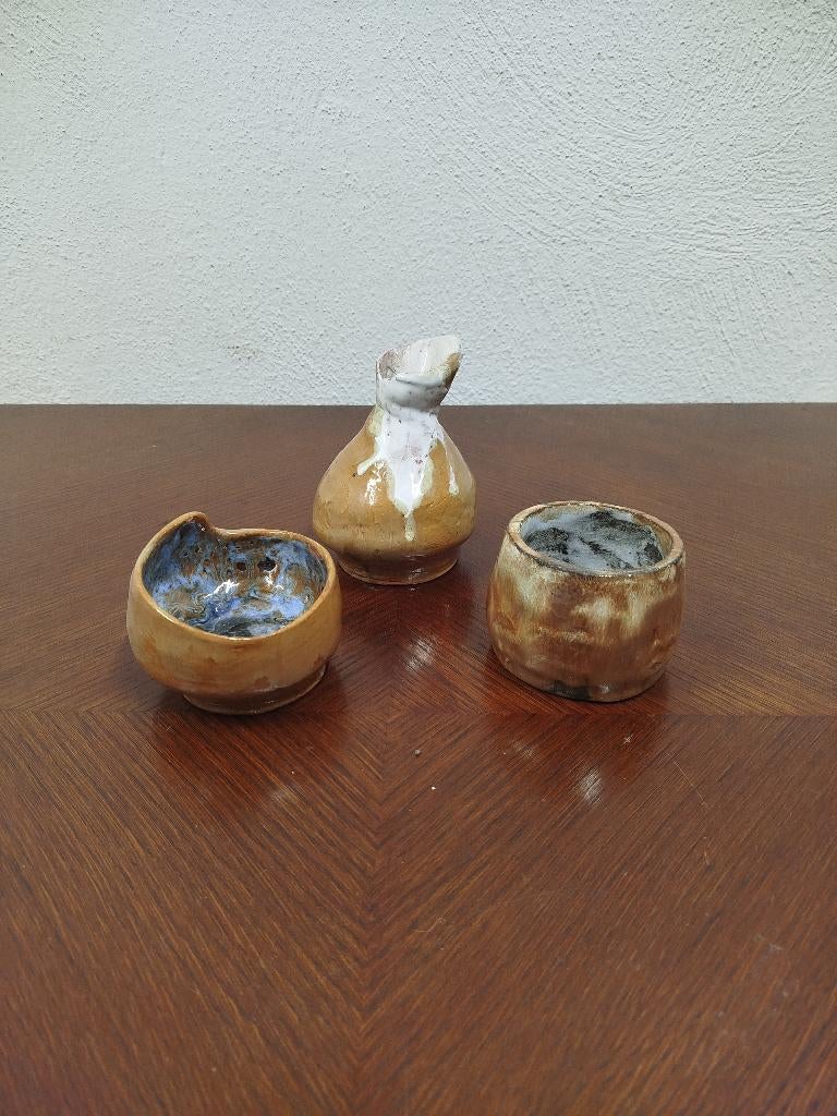 sake-set tokkuri fles en 2 guinomi handmade PIM, Enlèvement ou Envoi