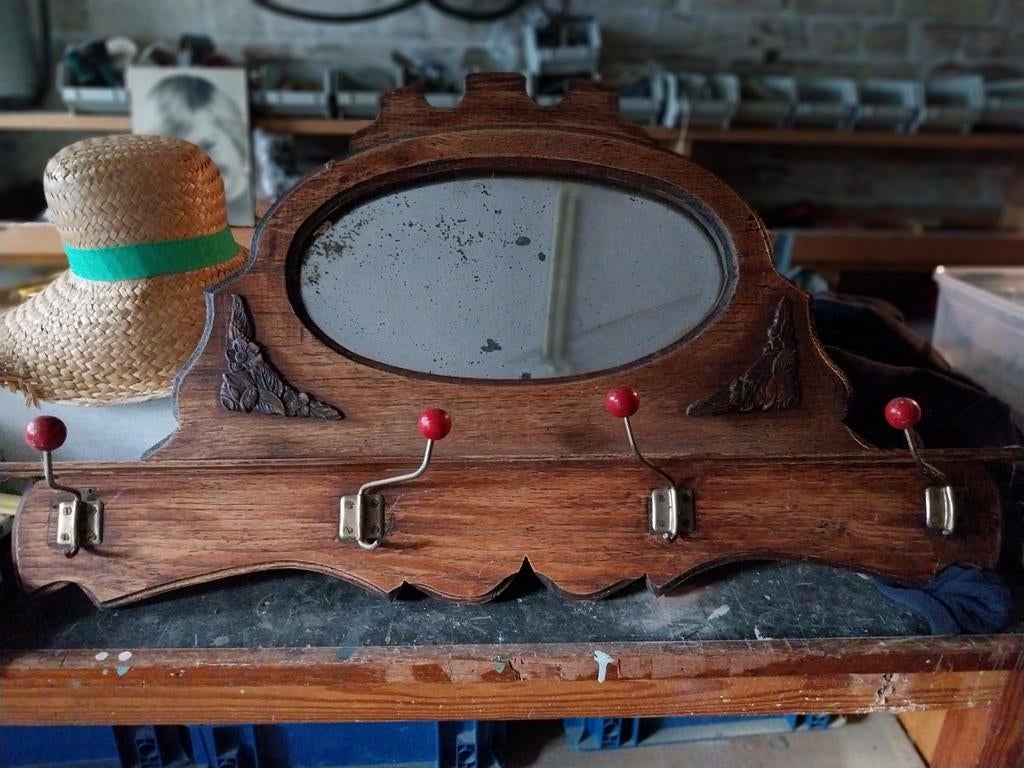 Kapstokje met spiegel, Gebruikt, Minder dan 100 cm, Hout, Ophalen