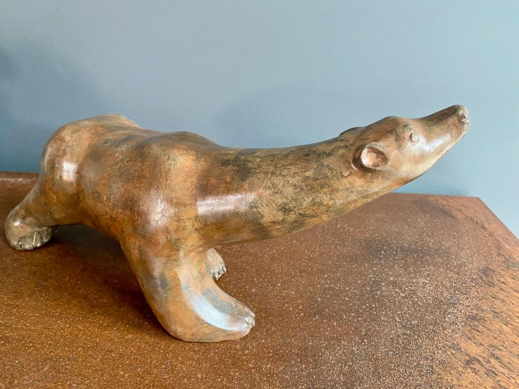 Grand Ours Art Déco en Bronze Signé Chenet 50 cm Poids 7kg, Enlèvement ou Envoi, Bronze