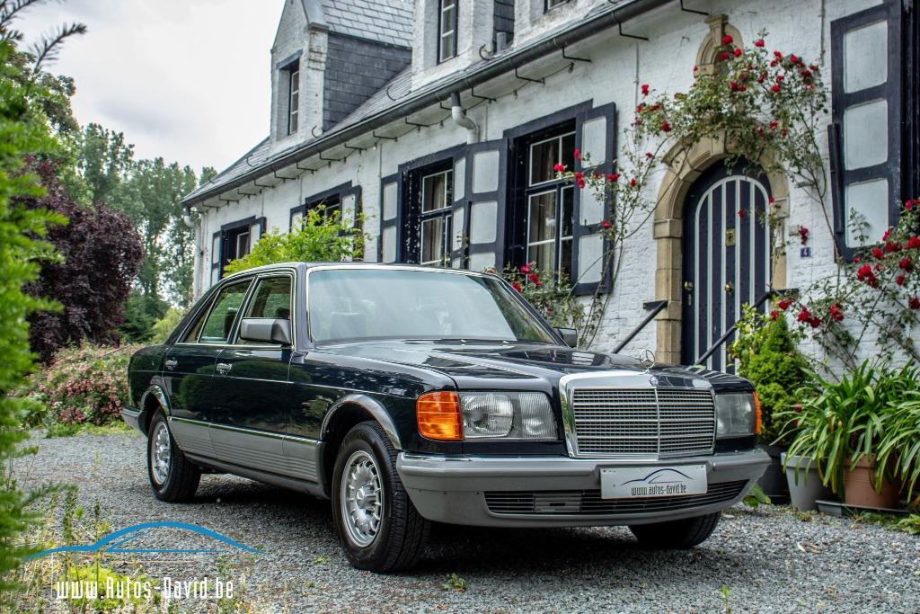 Mercedes-Benz 280 S 2.8 Benzine W126 / OLDTIMER / HISTORIEK, Auto's, 4 deurs, Achterwielaandrijving, Blauw, Lederen bekleding