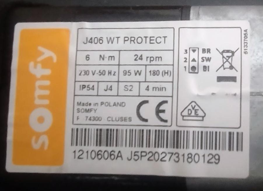 Somfy J406 6/24 WT (per stuk - 3 stuks beschikbaar), Doe-het-zelf en Bouw, Rolluiken, Zo goed als nieuw, Minder dan 100 cm, Minder dan 100 cm