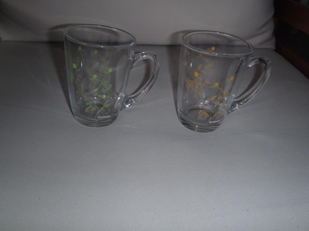 1 lot de 2 mugs en verre Graindor, Ophalen of Verzenden, Nieuw, Glas, Kop(pen) en/of Schotel(s)