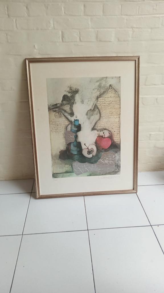 Ingelijste serigraphie van Rosina Wachtmeister, Ophalen, Gebruikt