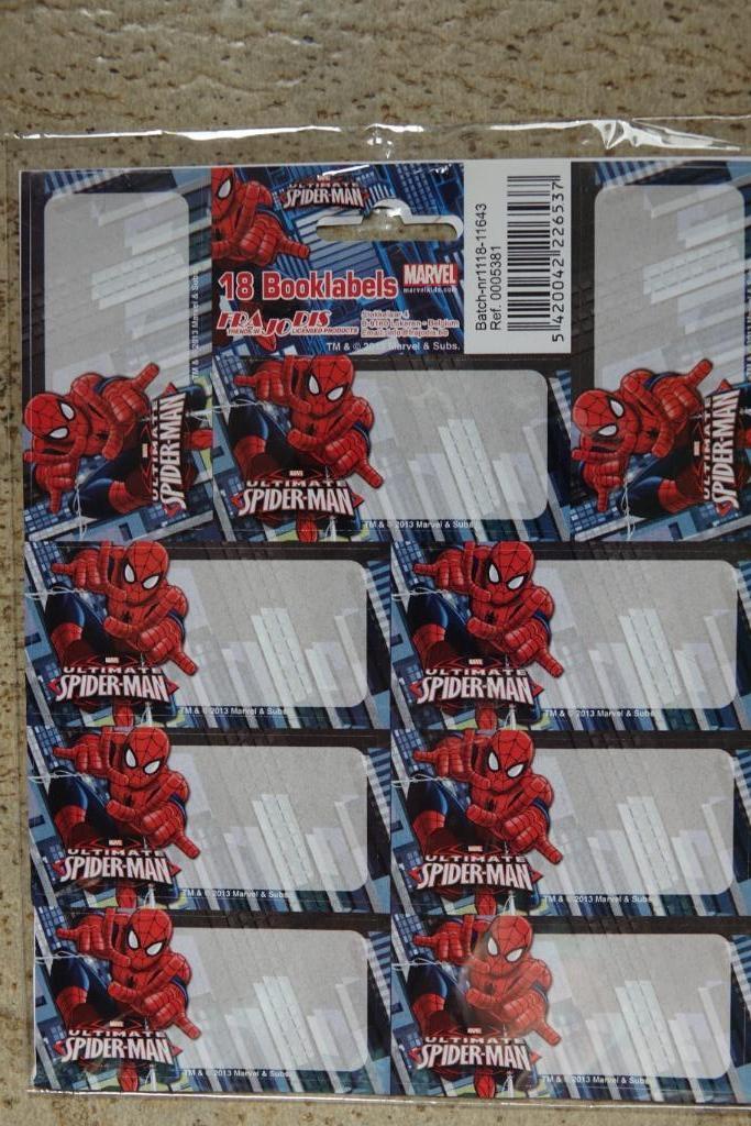 18 schooletiketten spiderman, Ophalen of Verzenden, Nieuw
