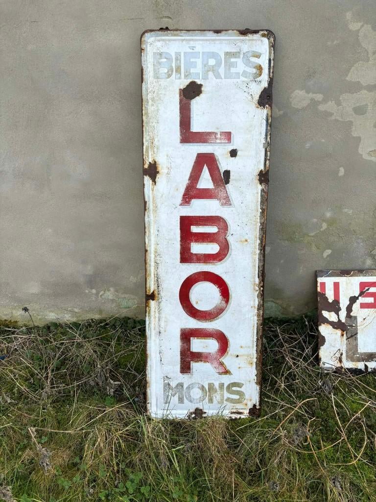 Plaque émaillée LABOR vintage  bière de Mons, Enlèvement