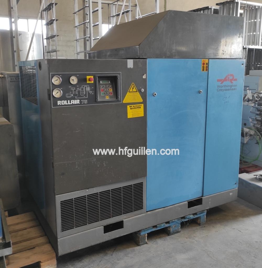COMPRESSEUR D’AIR À VIS WORTHINGTON CREYSSENSAC ROLLAIR 75, 10 kg ou plus, Enlèvement ou Envoi, Utilisé, 95 cm ou plus