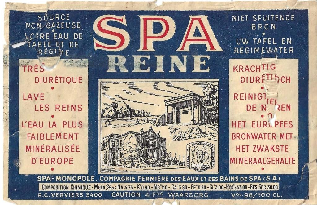 SPA REINE .EAU DE TABLE.  ANCIENNE ETIQUETTE., Collections, Enlèvement ou Envoi