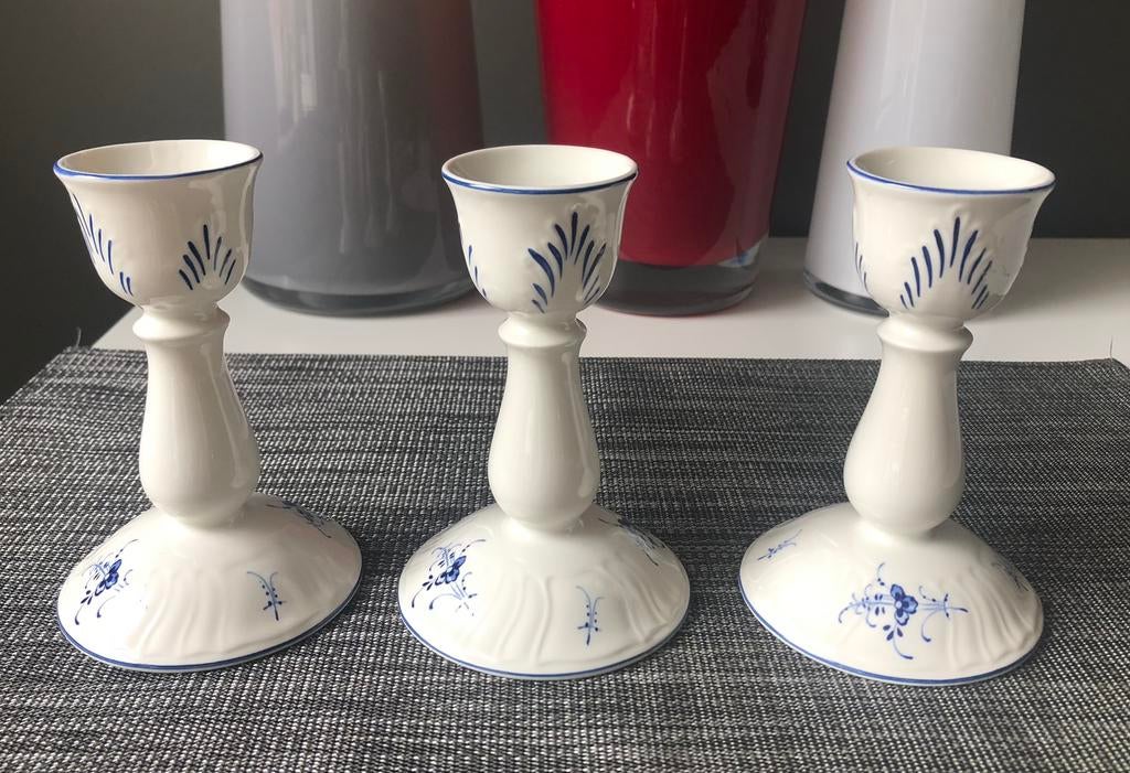 Bougeoirs Villeroy & Boch Vieux Luxembourg, Enlèvement ou Envoi, Comme neuf, Bleu, Moins de 25 cm