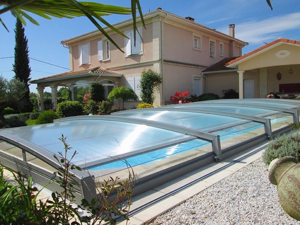 Abri de piscine bas discret - Devis Gratuit, Envoi, Neuf, Couverture de piscine