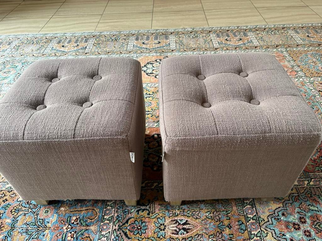 2 poefjes Pomax, Ophalen, Minder dan 50 cm, Gebruikt, Vierkant