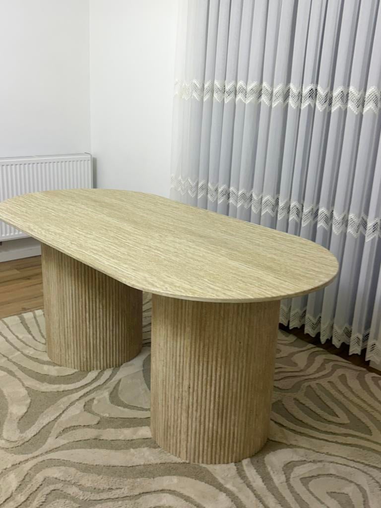 Marmer tafel beige 180cm lang 90cm breed, Enlèvement, Neuf