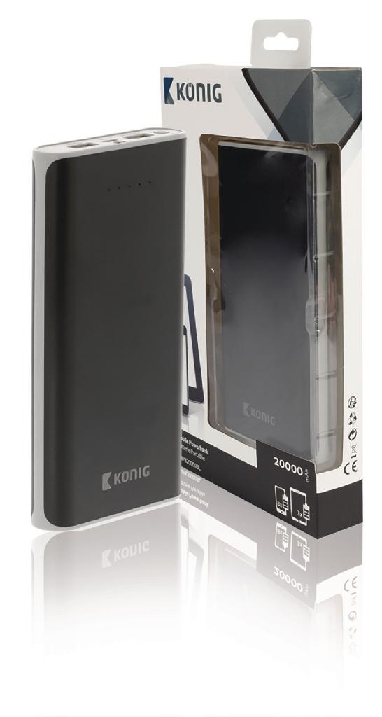 König Powerbank 20000 mAh USB – Externe batterij, Ophalen of Verzenden, Nieuw, König