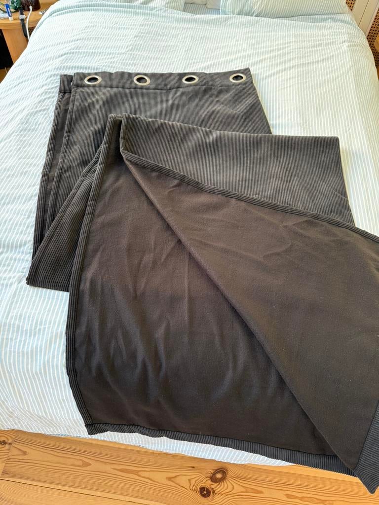 Lot de 2 rideaux velours cotelé - 140x250cm, Enlèvement, Comme neuf, Gris