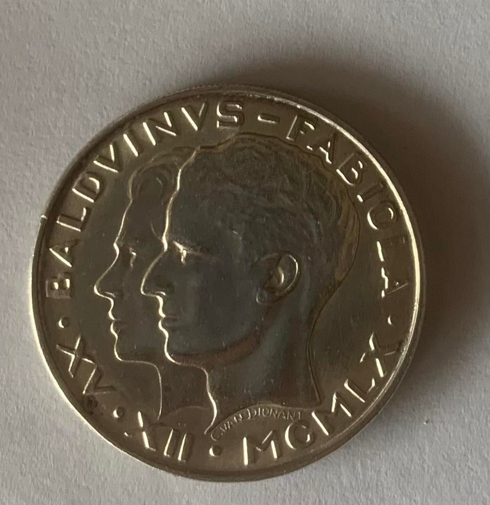 MARIAGE BAUDOUIN ET FABIOLA 1960 PIÈCE EN ARGENT DE 50 Fr., Timbres & Monnaies, Monnaies | Belgique, Monnaie en vrac, Argent, Naissance ou Mariage