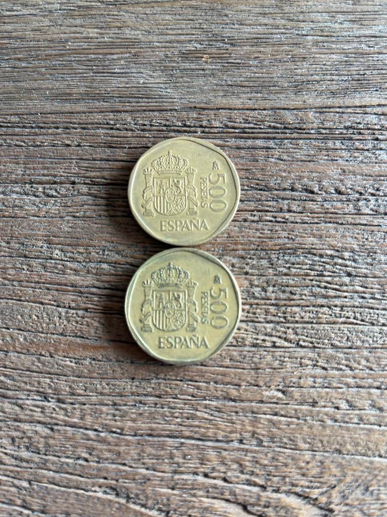 Pièces de 500 pesetas espagnoles — 2 pièces (grand format), Enlèvement ou Envoi, Autres pays, Série