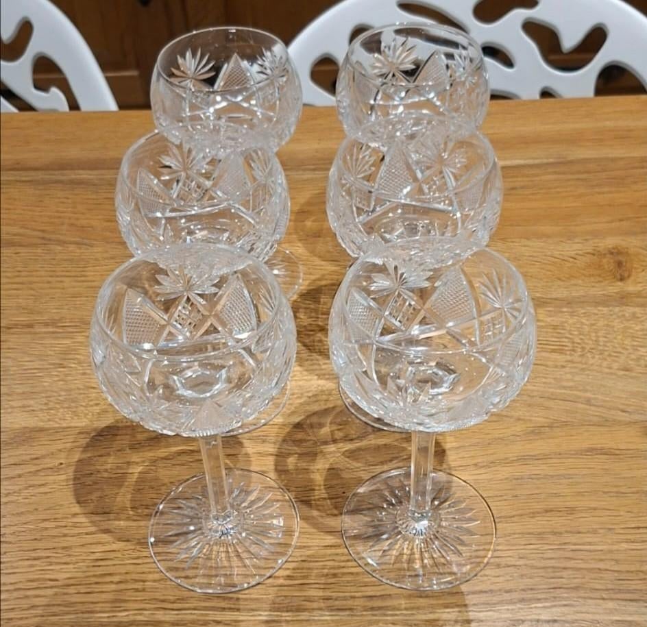 Lot 8 verres taillés en étoile Cristal blanc Val St Lambert, Enlèvement