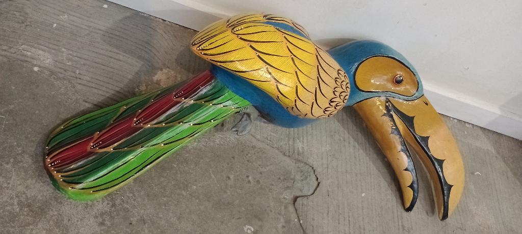 Grand Toucan Artisanal Papier-Maché 70cm - Exotisch decor, Blauw, Handgemaakt, 50 - 100 cm, Vogel