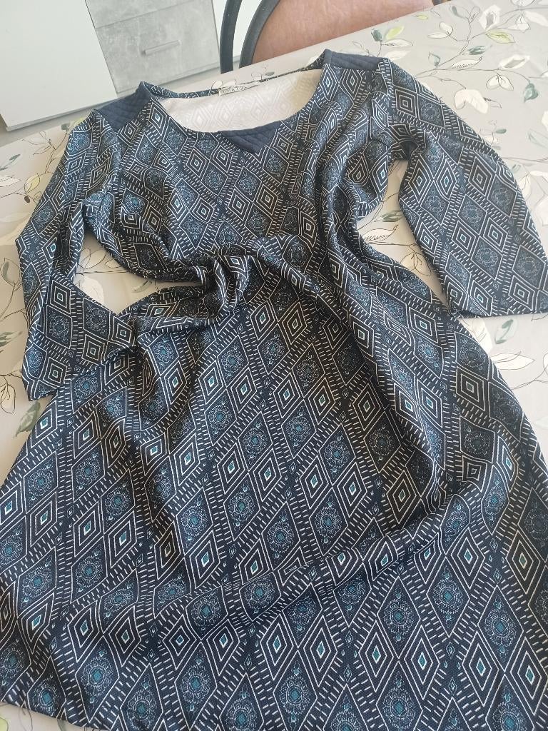 Blauw groen ruitjesjurk 42 Lola Lisa, Kleding | Dames, Maat 42/44 (L), Zo goed als nieuw, Knielengte, Verzenden