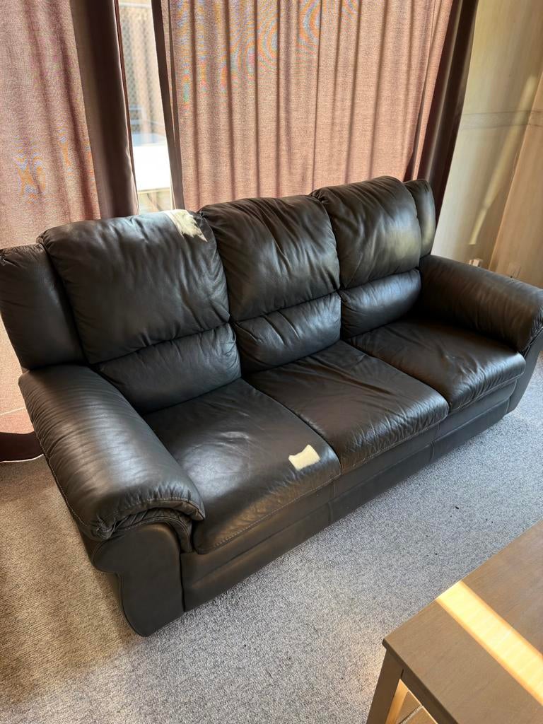 Complete zithoek in leder met relax, Ophalen, Gebruikt