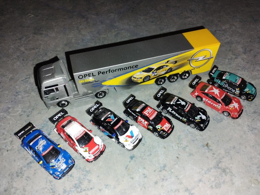 Schuco 1/87 H0 Ecurie Opel DTM: 7 voitures + MAN semi, Envoi, Utilisé, Bus ou Camion, Schuco