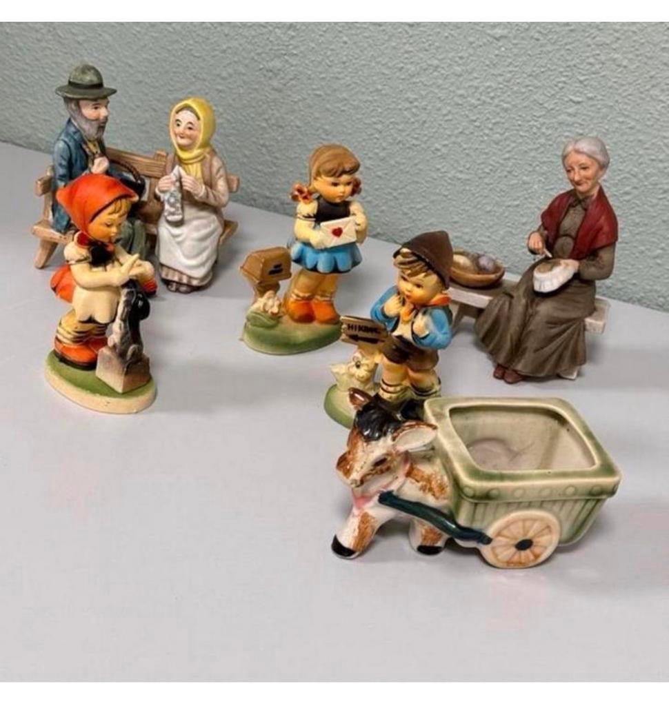 6x antieke boerderij en hummel beeldjes antiek beeld lot, Ophalen of Verzenden, Zo goed als nieuw, Hummel