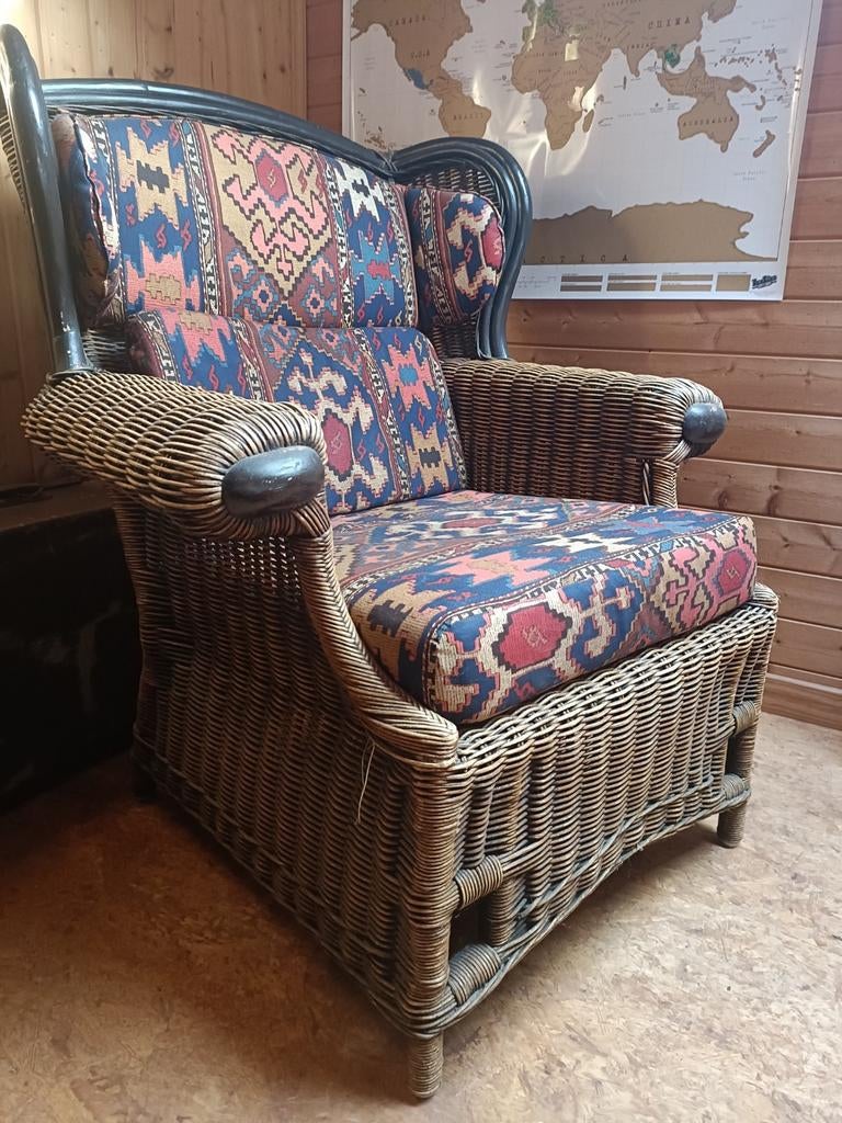 Siège en osier avec coussins, Maison & Meubles, Enlèvement, Utilisé