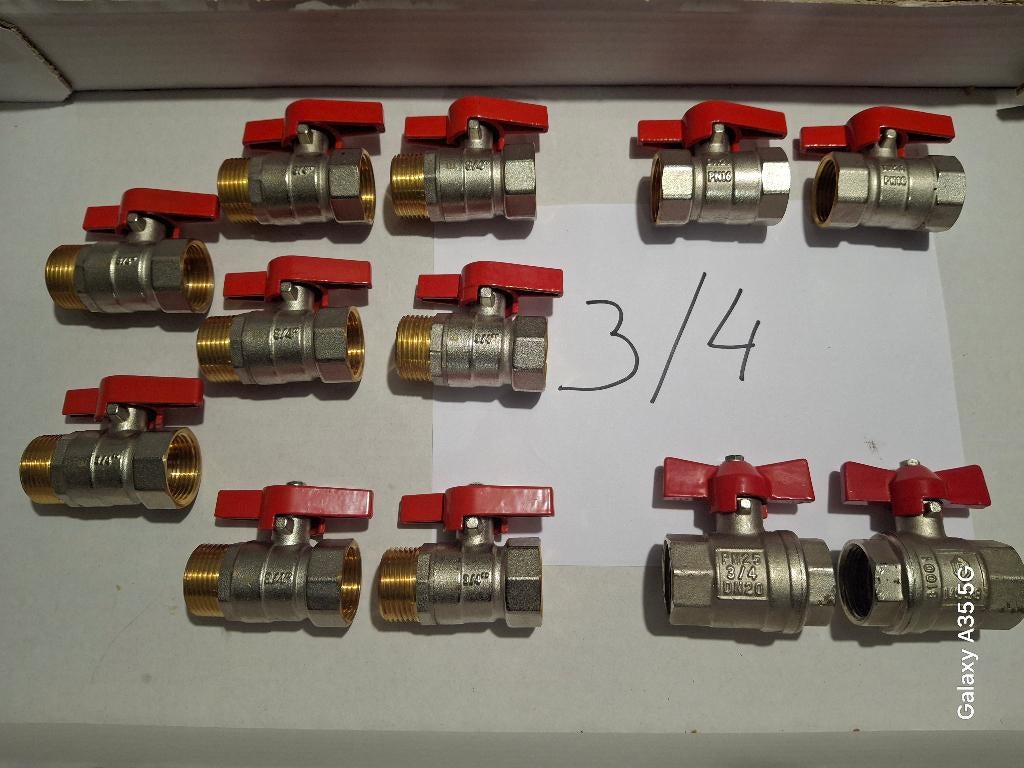 Lot de vannes à bille 1/2 3/4 4/4, Bricolage & Construction, Sanitaire, Neuf, Autres types, Enlèvement ou Envoi