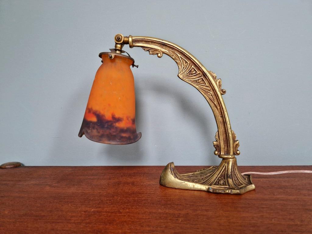 Lampe Art Déco en bronze et verre signé "Frères Muller", Enlèvement ou Envoi