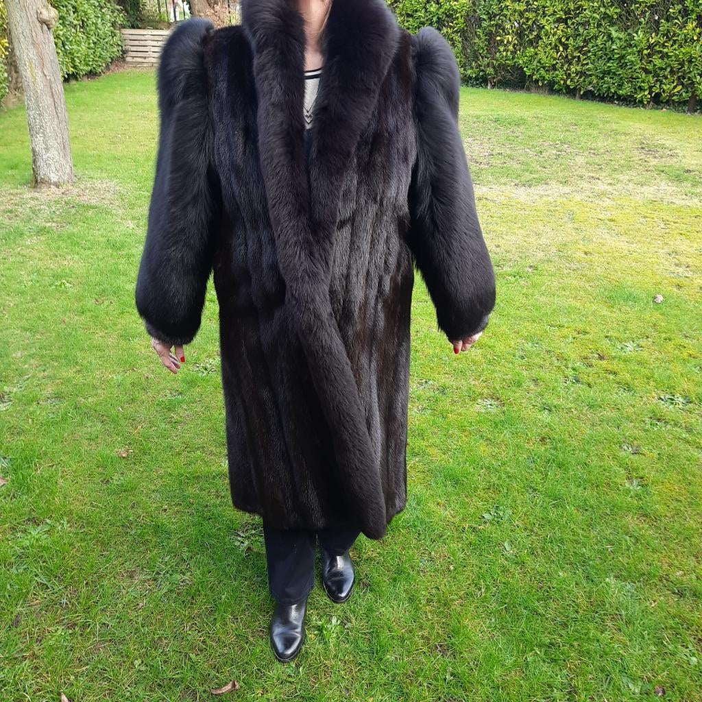 BEAU MANTEAU LONG EN VISO + FOURRURE  RENARD* 38/42, Vêtements | Femmes, Enlèvement, Comme neuf, Taille 38/40 (M), Noir
