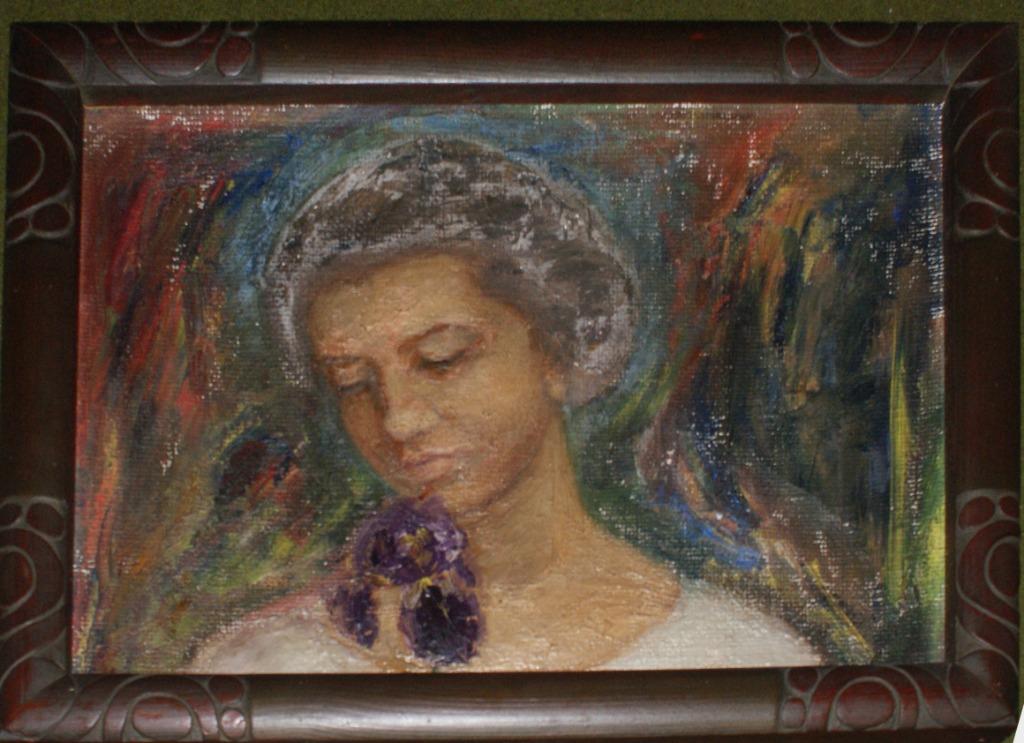 Vrouw met bloemen ca. 1920 (50 x 38 cm), Antiek en Kunst, Ophalen of Verzenden