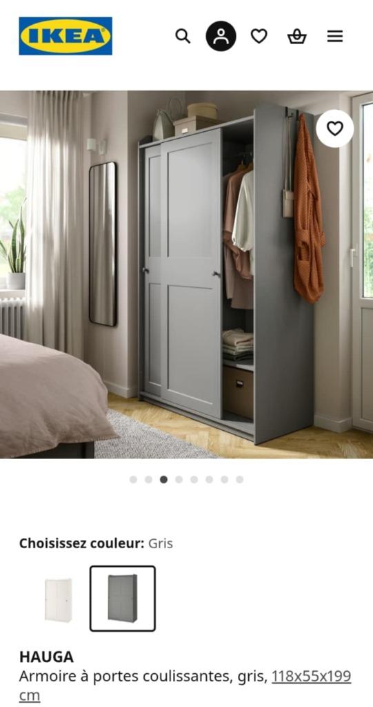 Penderie Ikea "Hauga", Maison & Meubles, Armoires | Penderies & Garde-robes, Comme neuf, 150 à 200 cm, 100 à 150 cm, 50 à 75 cm