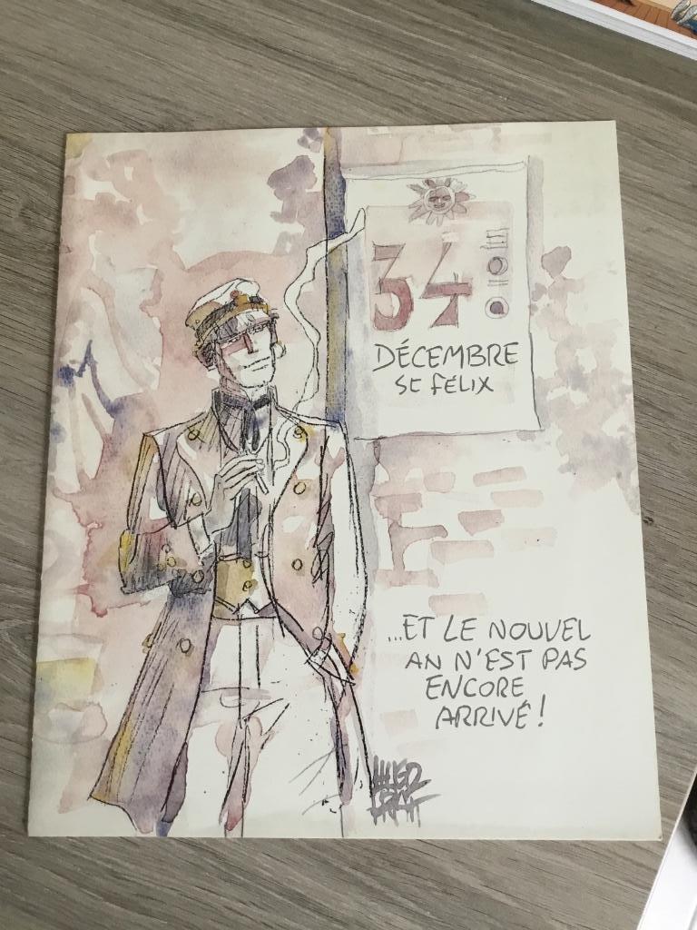 Grote wenskaart Corto Maltese - gesigneerd Brigitte Tack, Collections, Enlèvement ou Envoi