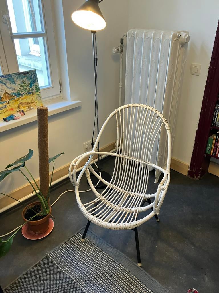 Chaise en rotan blanc, Maison & Meubles, Osier ou Rotin, Vintage, Une personne, Enlèvement