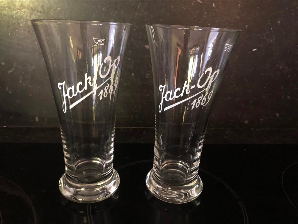jack-op werchter fluiten 25cl, Verzamelen, Biermerken, Ophalen of Verzenden, Gebruikt, Glas of Glazen, Overige merken
