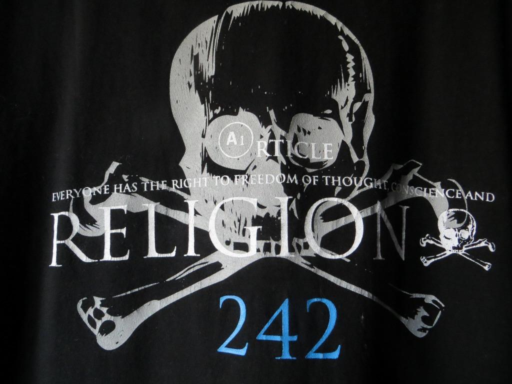 FRONT 242 OFFICIAL VINTAGE T- SHIRT RELIGION SKULL  SIZE XXL, Kleding | Heren, T-shirts, Verzenden, Zwart, Front 242, Overige maten