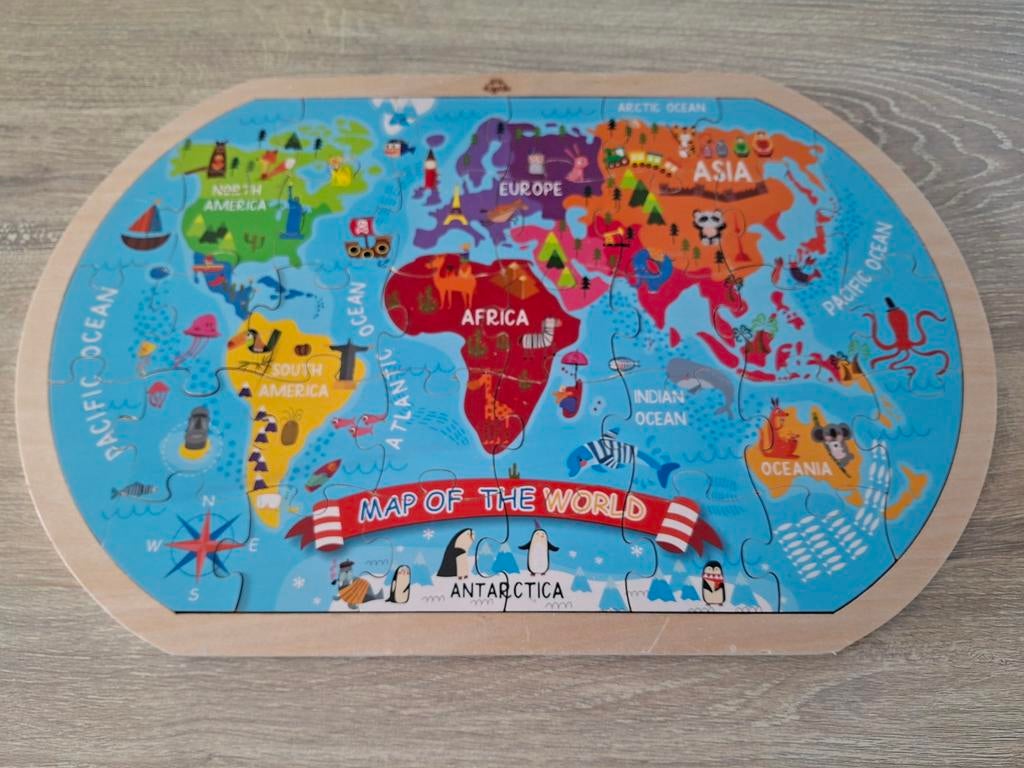 Houten puzzel wereldkaart, Ophalen