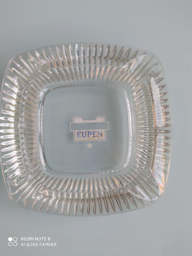 cendrier en verre vintage avec logo de la ville d'Eupen, Collections, Enlèvement ou Envoi, Comme neuf, Cendrier