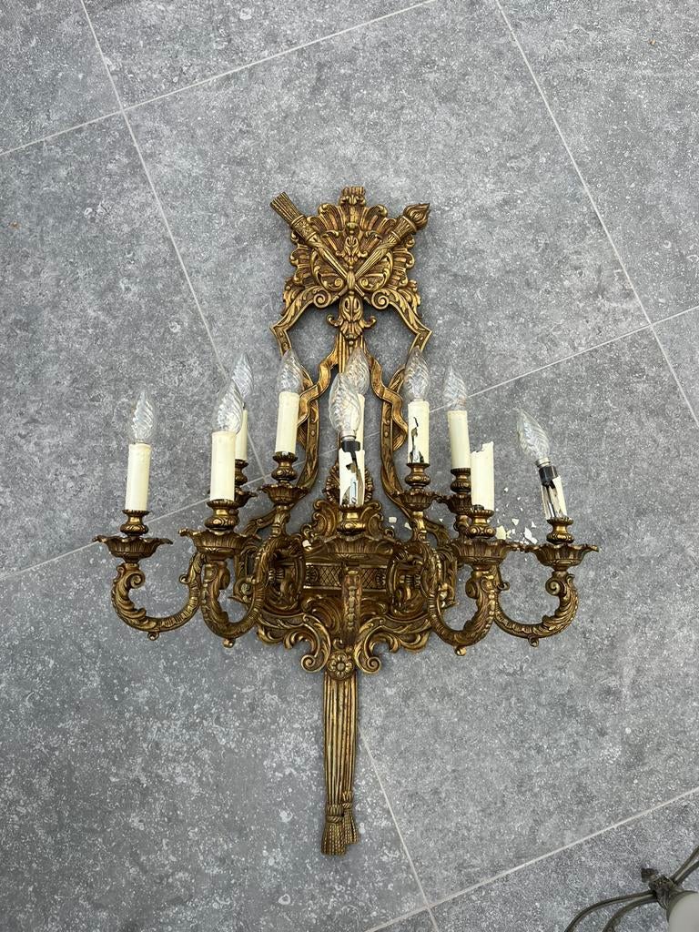 Grote vintage barok wandlamp / wandkandelaar, Ophalen, Gebruikt