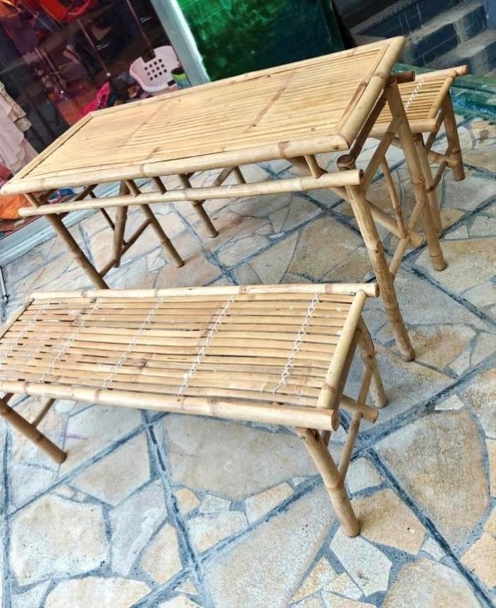 Tuinbanktafel in bamboe, Tuin en Terras, Ophalen