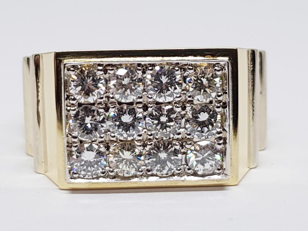 Heren Diamant Ring 1.20ct., Handtassen en Accessoires, Ringen, Nieuw, Heer, 19 tot 20, Geel, Goud, Met edelsteen, Verzenden