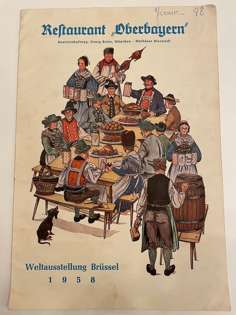 Carte de restaurant exposition 1958, Ophalen of Verzenden