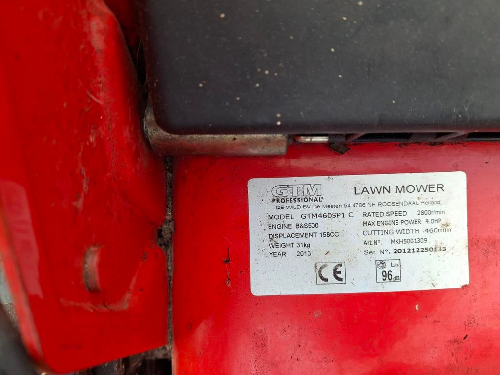 Grasmachine benzine zelftrekker GTM PROFESSIONAL, Enlèvement