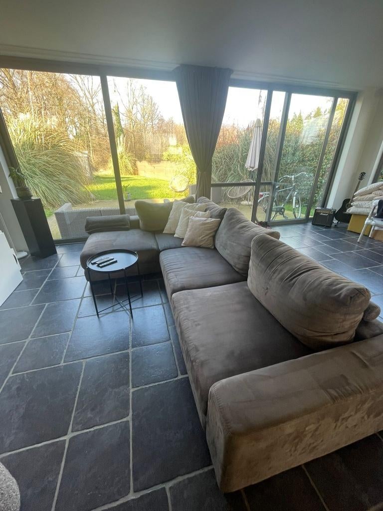 Zalige hoeksalon - eerste eigenaar - 70 euro, 100 à 125 cm, Modern antraciet, Quatre personnes ou plus, Enlèvement