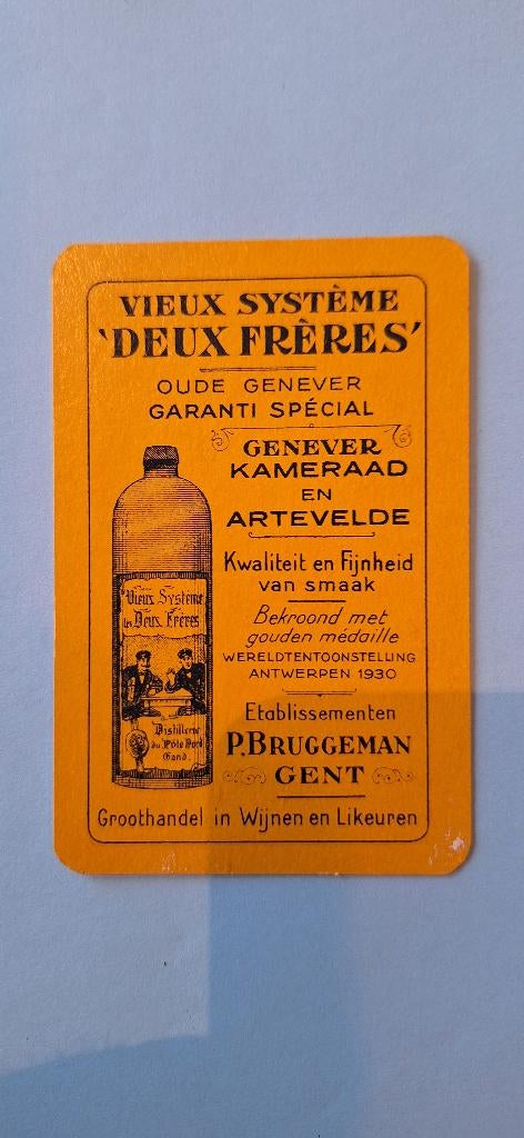 Carte à jouer Gent_Bruggeman Genever Deux Freres_Geel 2_232, Collections, Enlèvement ou Envoi, Utilisé, Carte(s) à jouer