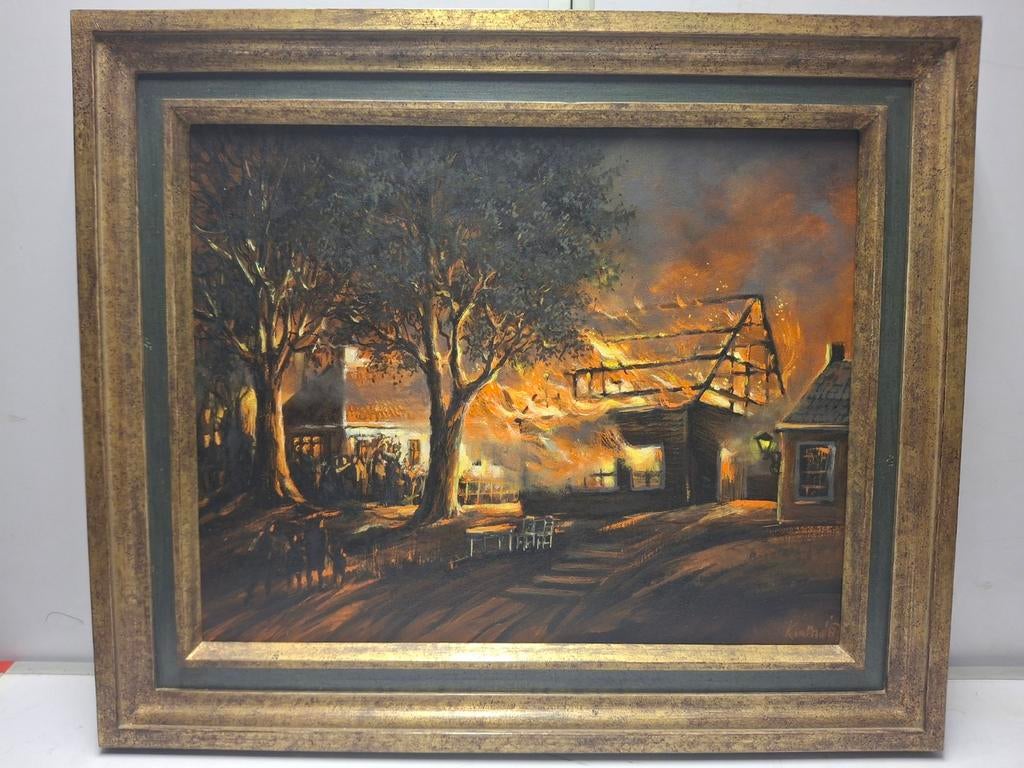 Schilderij uitslaande brand, Ophalen